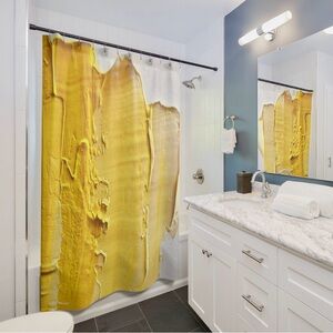 Unique Artist Yellow Paint Brush Stroke Shower Curtain - With Hooks Set Custom